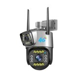 Camera de supraveghere dubla, WIFI, 4G, Full HD, cu alarma integrata, detectare umana, de exterior, rezistenta la apa, recunoastere amprentei, audio b
