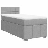 Cumpara ieftin Pat continental cu saltea, gri deschis, 80x200 cm, textil