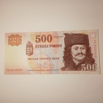 Bancnota 500 forinti 2007 necirculata foto