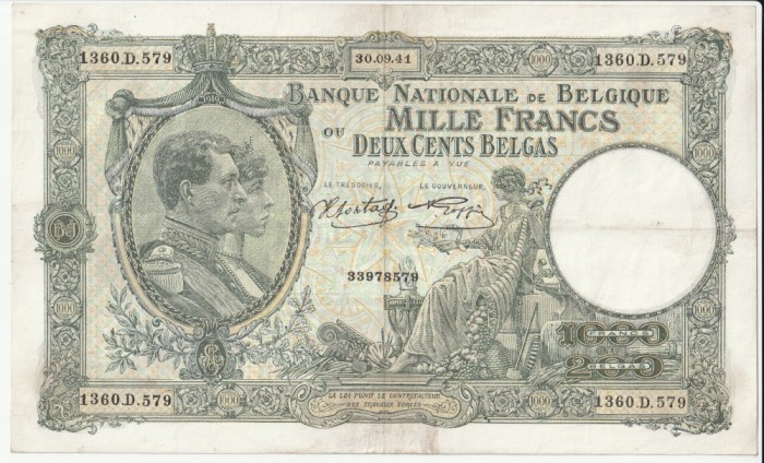 Belgia 200 francs 1941_Regina Elisabeta si regele Albert_1360.D.579