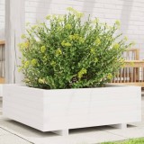 vidaXL Jardinieră de grădină, alb, 70x70x26,5 cm, lemn masiv de pin