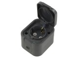 Conector alimentare AC 250VAC 16A soclu 2P+PE gri - Abex