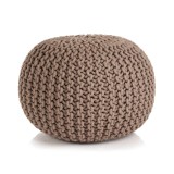 Puf tricotat manual, bumbac, 50 x 35 cm, maro
