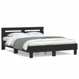 Cadru de pat cu tablie, negru, 150x200 cm, lemn prelucrat GartenMobel Dekor, vidaXL