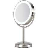 Oglinda cosmetica BaByliss 9437E, Led, Lupa, Marire 8x, 21.6 cm, 2 fete, rotire 360&deg;, Silver