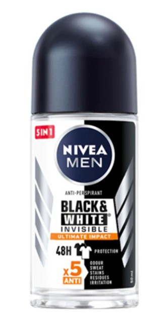 Deodorant roll-on Nivea Men Black White Invisible Ultimate Impact, masculin, 50 ml