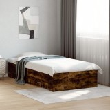 VidaXL Cadru de pat cu sertare stejar fumuriu 90x190 cm lemn prelucrat