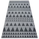 Covor Sense Micro 81243 Triunghiuri argintiu si antracit, 80x150 cm, Dreptunghi, Poliester