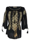 Bluza tip ie dama B23, negru/auriu marimea S