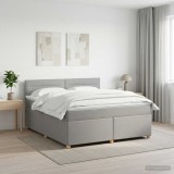 Cumpara ieftin Pat boxspring cu saltea Gri deschis 160 x 200 cm Tesatura