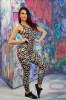 B700-998 Salopeta casual din material elastic cu print leopard, L/XL, M/L, S, S/M