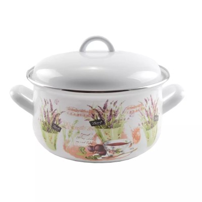 Cratita smaltuita cu capac, model Lavanda, 20 cm Handy KitchenServ foto