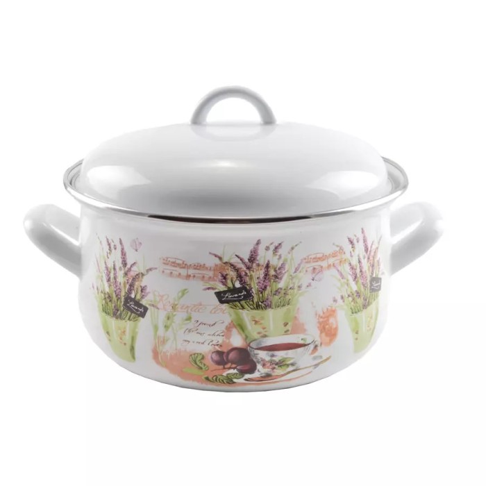 Cratita smaltuita cu capac, model Lavanda, 20 cm Handy KitchenServ