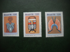 HOPCT MNH 558 BRAZILIA ARTA POPULARA 1976 3 VAL foto