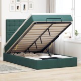 VidaXL Cadru de pat otoman cu saltele, catifea verde &icirc;nchis 120x190cm 3314453