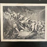 Gustave Dor&eacute;, Hoții pedepsiți de șerpi, litografie, cca. 1890