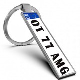 Breloc personalizat cu numar de inmatriculare , sticker + silicon