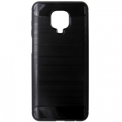 Husa spate Forcell Carbon silicon neagra pentru Xiaomi Redmi Note 9S, Note 9 Pro foto