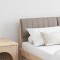 vidaXL Tăblie tapițată Gri taupe 140 cm Lemn de pin masiv 879232