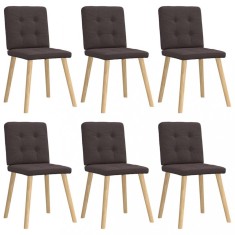 vidaXL Scaune de bucătărie, 6 buc., maro &icirc;nchis, material textil