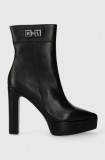 Karl Lagerfeld cizme de piele SOIREE PLATFORM femei, culoarea negru, cu toc drept, KL31760