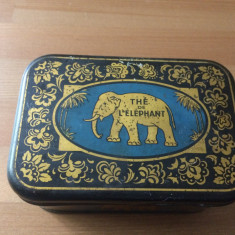 CUTIE DIN TABLA penru CEAI veche vintage pentru ceai TEA The De L Elphant hobby