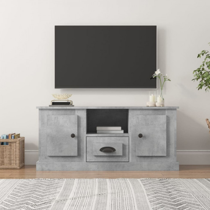 Comoda TV, gri beton, 100x35,5x45 cm, lemn prelucrat GartenMobel Dekor