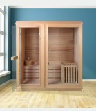 Saună finlandeză de interior din lemn de plop termo-tratat &ndash; cuptor electric 3