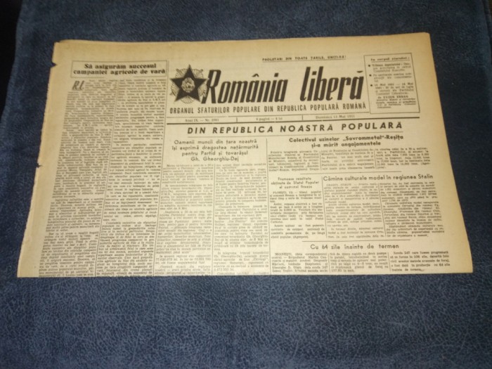 ZIARUL ROMANIA LIBERA 13 MAI 1951