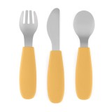 Petite&amp;Mars Take&amp;Match Stainless Steel Cutlery Set tac&acirc;muri pentru copii Ochre 12m+ 3 buc