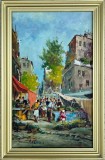 Tablou Acerbi Vando Peisaj Urban Aglomerație &icirc;n Piață pictura ulei pe p&acirc;nză &icirc;nrămat 40x60cm, Scene gen, Altul