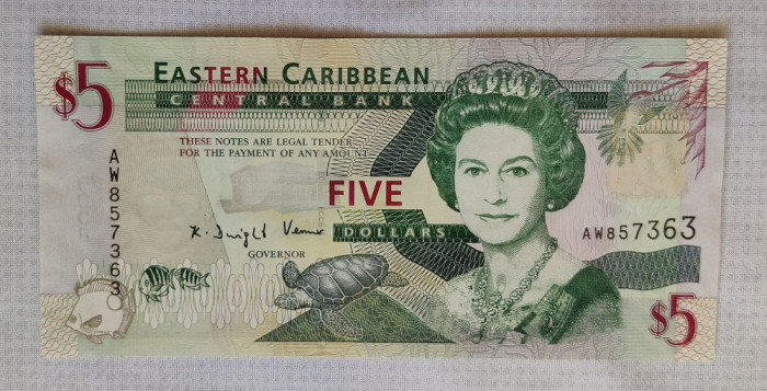 Eastern Caribbean - 5 Dollars / dolari ND (2008)