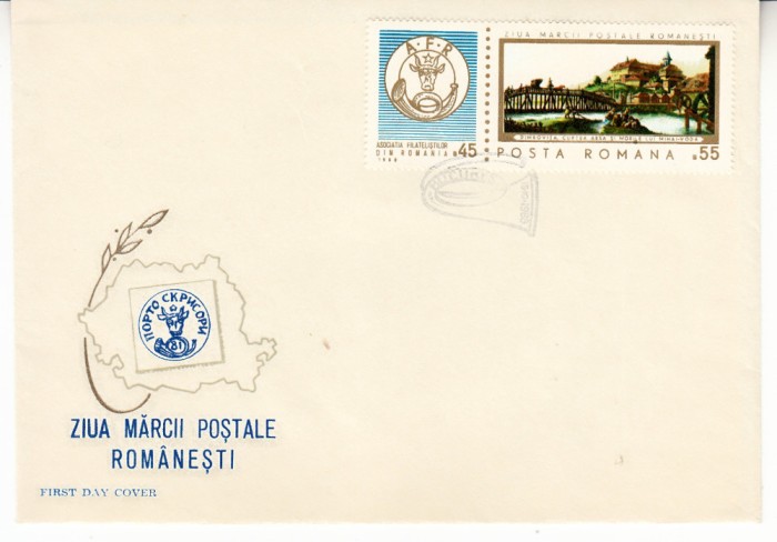C12 - FDC Romania - Ziua marcii postale romanesti - LP685 - 1968