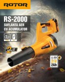 Cumpara ieftin Suflanta aer pe acumulator cu 1 acumulator 21V / 2Ah si incarcator ROTOR RS-2000