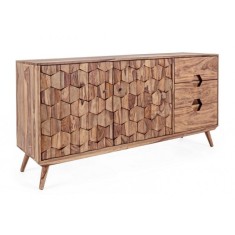 Comoda 3 sertare si 2 usi din lemn natur Kent 145 cm x 40 cm x 77 h