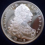 5.018 GERMANIA REPLICA 1977 KARL VII AUGSBURGER TALER THALER 1744 ARGINT + certificat