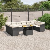 vidaXL Set canapele de grădină cu perne, 11 piese, negru, poliratan 3271021
