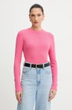 Morgan pulover culoarea roz, light, cu turtleneck, MCIELO