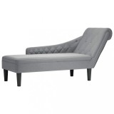 VidaXL Șezlong cu pernă și cotieră dreaptă, gri deschis, textil