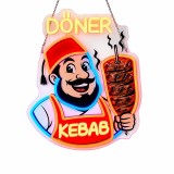 Cumpara ieftin Indicator Neon LED Doner Kebab, GGAQQ, USB, Dimabil, Acrilic, 31x38 cm, Multicolor