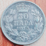 830 Serbia 50 para 1915 Petar I km 24 argint, Europa