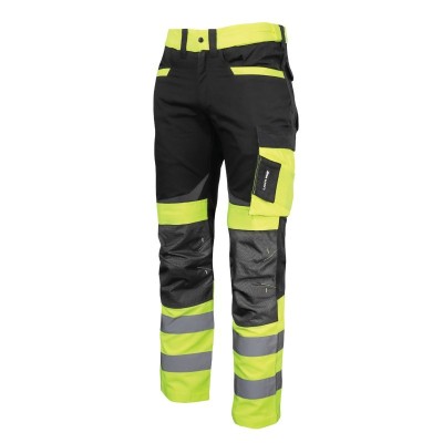 Pantaloni reflectorizanti slim-fit, cusaturi triple, 8 buzunare, gaici pentru curea, marime L foto