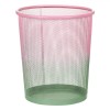 Coș Gunoi Metalic Roz Verde Ombre 8.5L, 23x27cm, Birou/Casă, Fără Capac