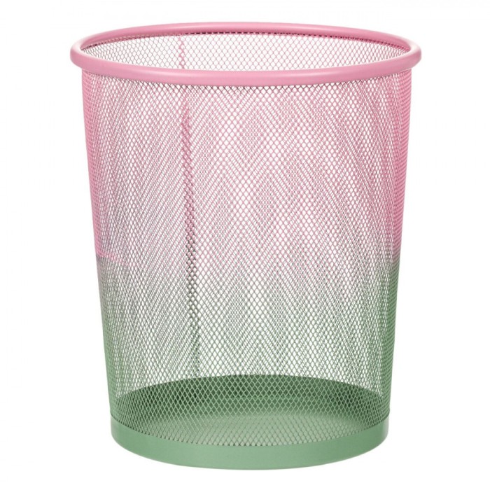 Coș de Gunoi Metalic, 8.5 L, Culoare Roz Verde Ombre, Diametru 23 cm x &Icirc;nălțime 27 cm