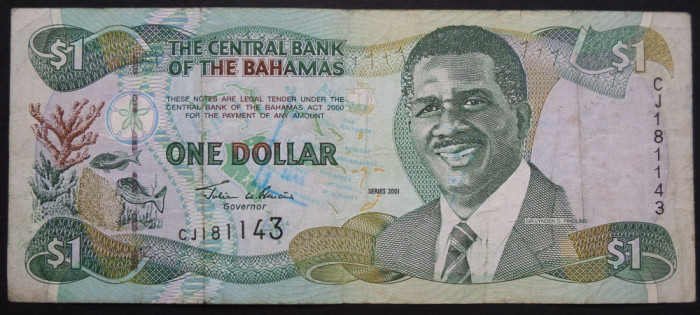 Bancnota exotica 1 DOLLAR - BAHAMAS, anul 2001 *cod 38