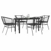 Gossi set de sufragerie de gradina 5 piese neagra sticla poly rattan