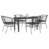 Gossi set de sufragerie de gradina 5 piese neagra sticla poly rattan