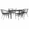 Gossi set de sufragerie de gradina 5 piese neagra sticla poly rattan
