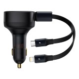 Baseus - Car Charger Enjoyment (CGTX000001) - Fast Charging, 30W, with Cable Lightning, Type-C, 75cm - Black