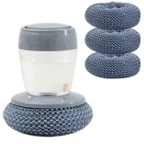 Cumpara ieftin Set 4 bureti de sarma si recipient pentru depozitare lichid spalat vase din plastic, 10 x 9 cm, Gri